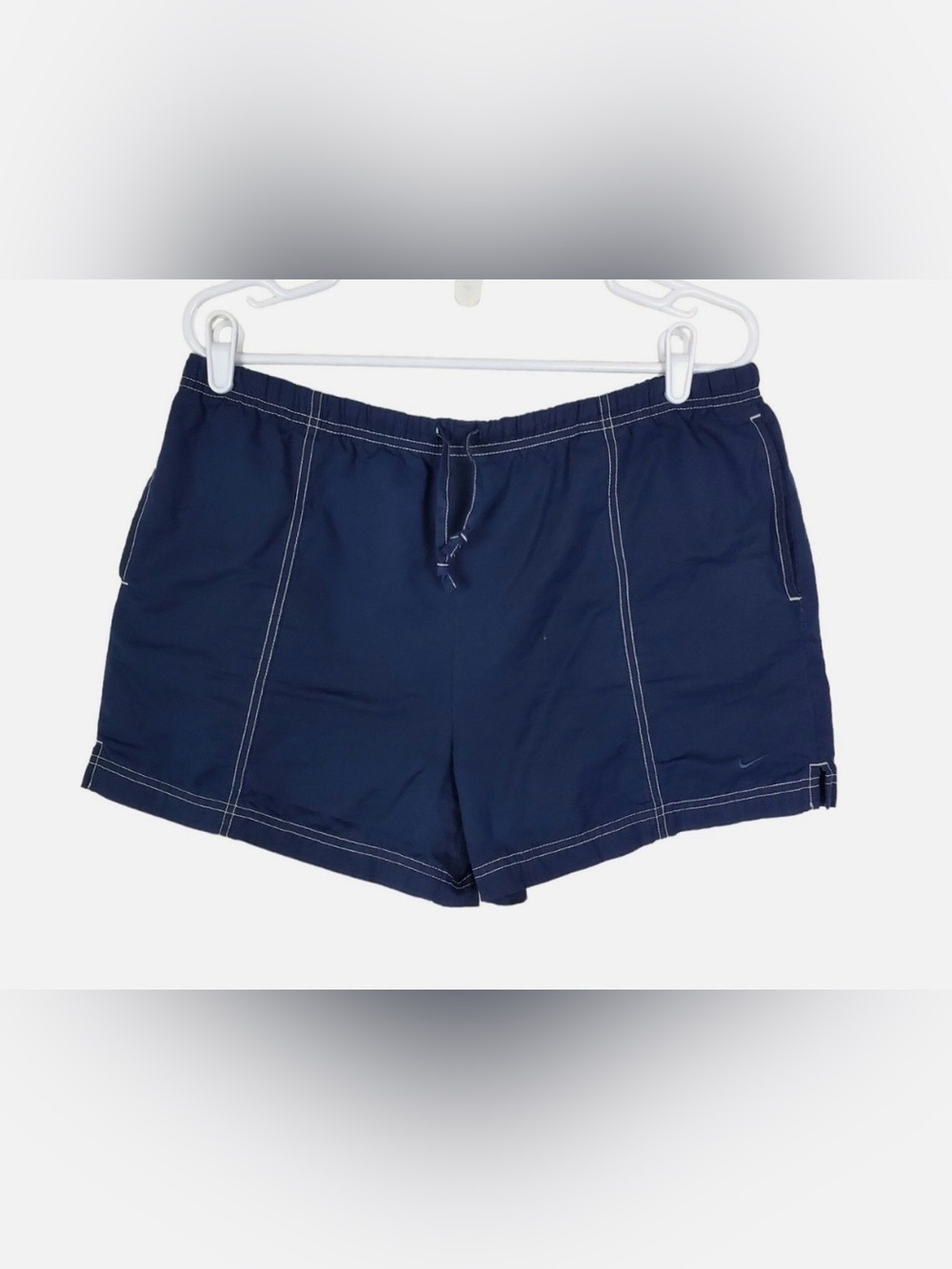Nike Men's Navy Blue Swim Trunks with Contrast Stitching